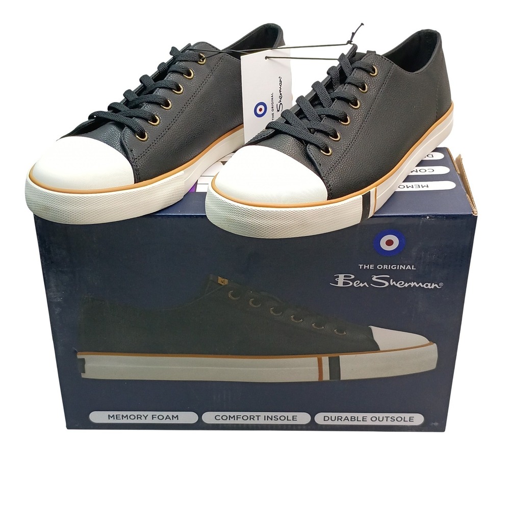 Ben Sherman Dorset Lo LX Shoes Men Size 10.5 Black Memory Foam Sneakers